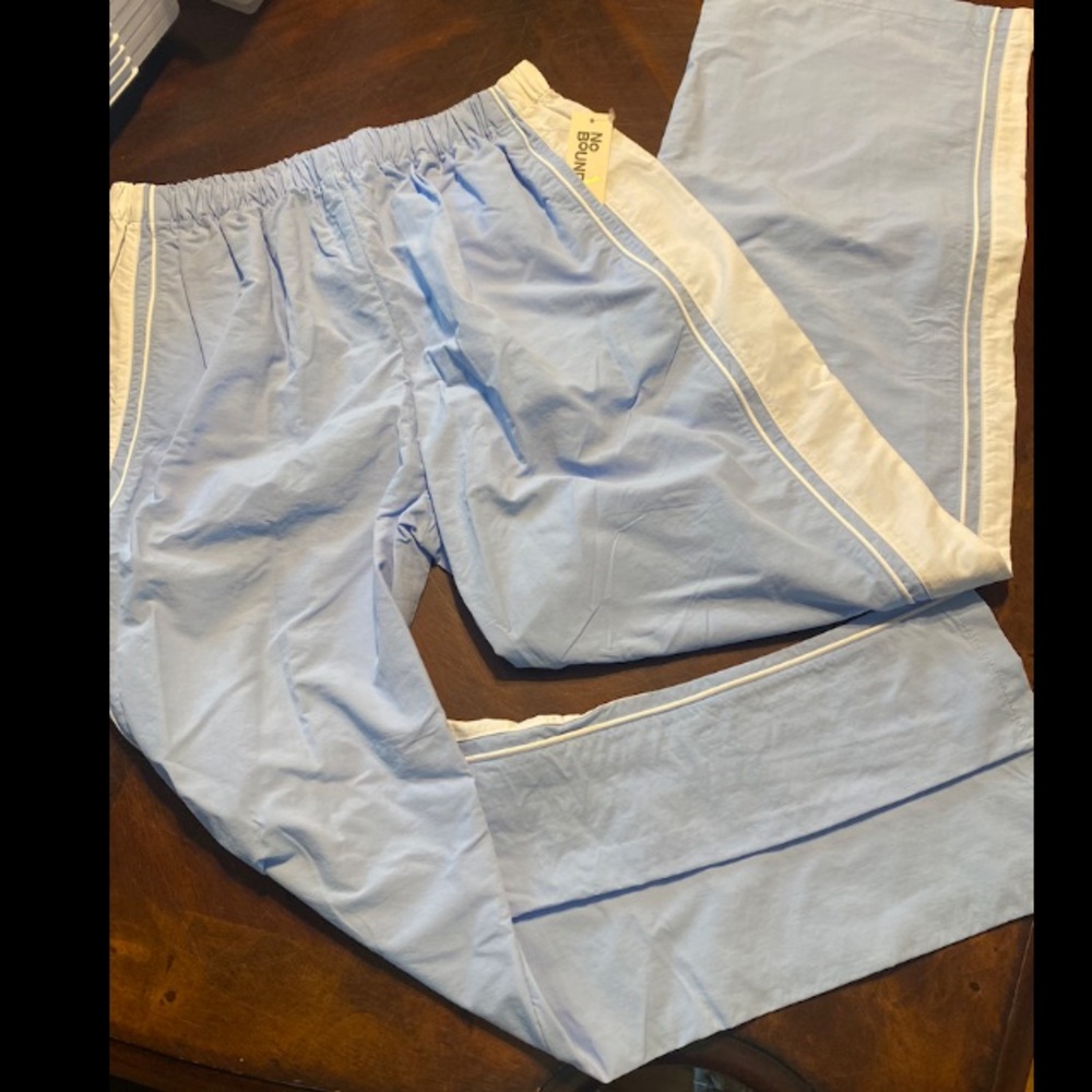 No Boundaries Light Blue Track Pants with White Stripe